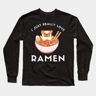 Kawaii Cute Anime Shiba Inu Dog Otaku Japanese Ramen Noodles Long Sleeve T-Shirt